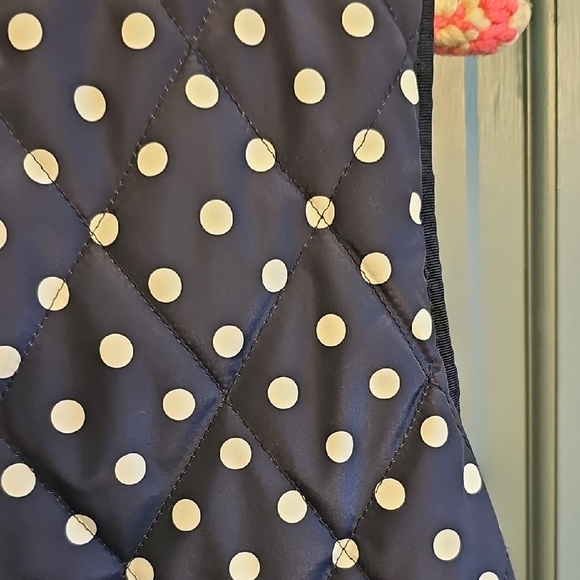 The Limited Navy White Puffer Vest Winter Fall Polka Dots Medium Women - Picture 5 of 5